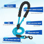 Shock absorbing bungee sections of Lukovee double dog leash extending for pull resistance.