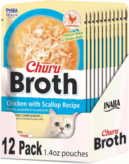 INABA Churu Broth for Cats, Side Dish Pouch, 1.4 Ounces per Pouch, 12 Pouches, Chicken & Seafood Variety - Image 9