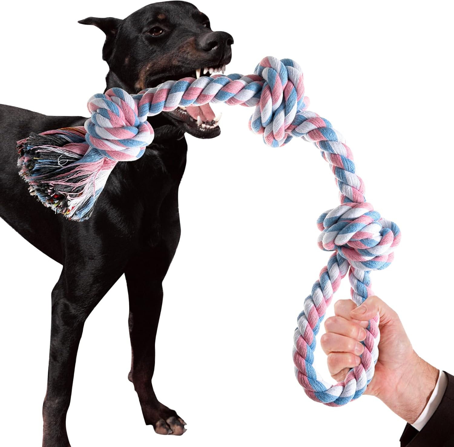 XIGOU Dog Rope Toys Indestructible Dog Toys, Dog Chew Toys for Aggressive Chewers, Tough Puppy Teething Chew Toys for Boredom, Dental Cleaning Tug of War Dog Toy, Great for Small to Large Breed, Blue - Image 9