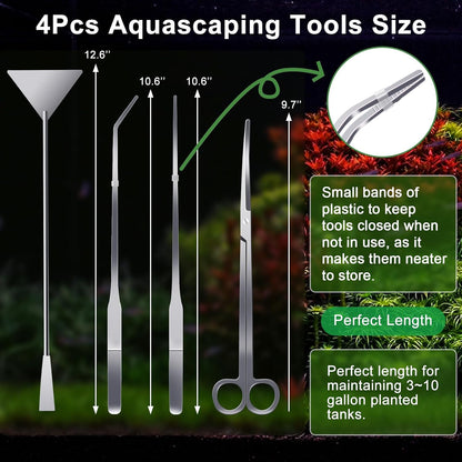 Jeimier stainless steel curved and straight tweezers for precise aquarium plant placement