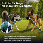 Close up of the durable tightly woven cotton knots on the Pacific Pups Products giant chew toy