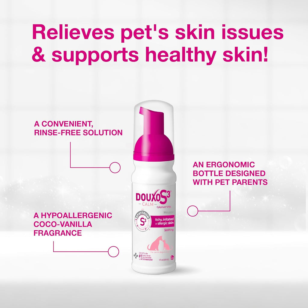 Rinse free hypoallergenic mousse pump bottle for pet topical application