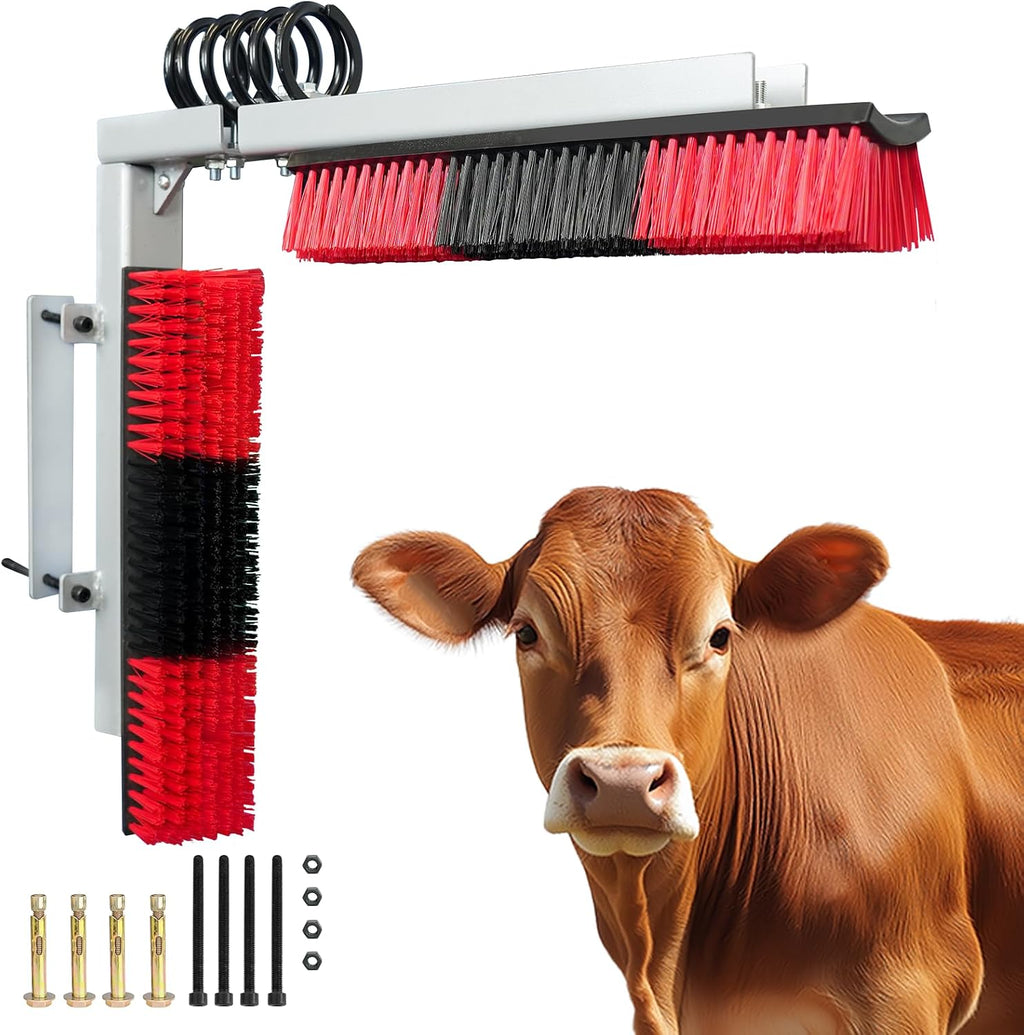 Livestock Scratch Brush With Spring Iron HolderAnimal Back Scratching Brush Including 4pcs goat brushes, 4 stands and accessories For Cow,Cattle,Sheep, Horses,PigsMassage Grooming ToolYellow - Image 11