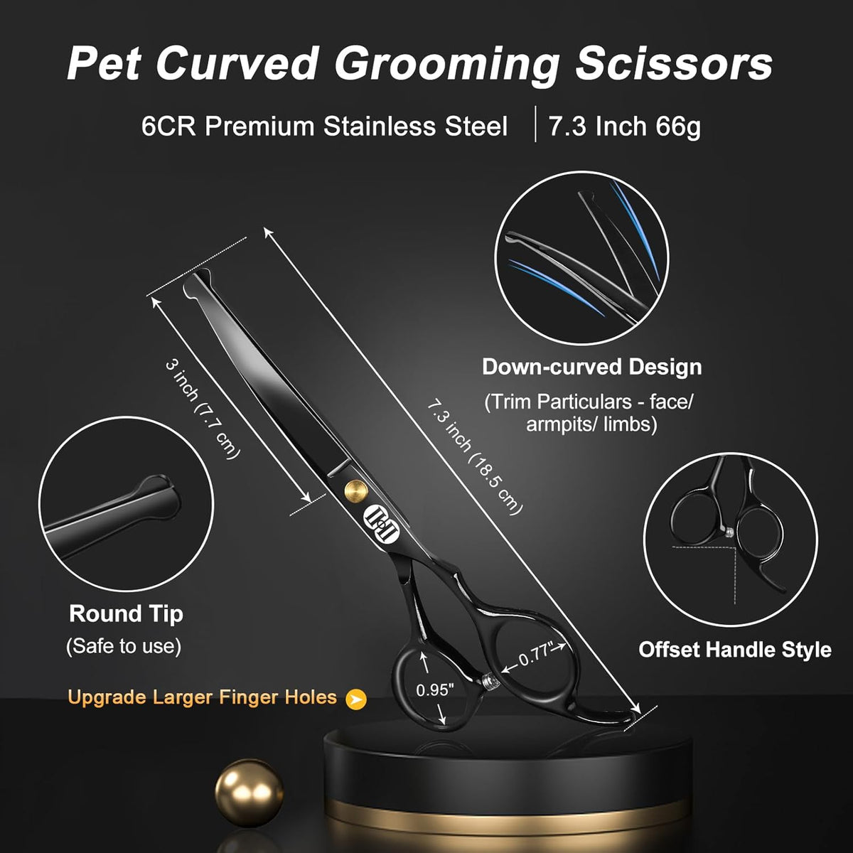 CIICII black titanium coated pet thinning scissors for thick dog fur