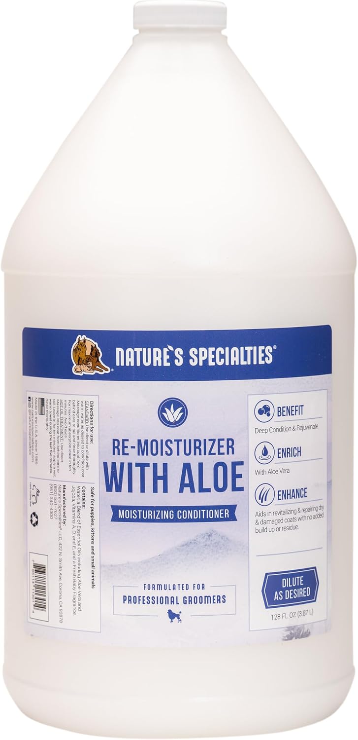 Nature's Specialties deep moisturizing dog conditioner being applied to a puppy coat for itch relief