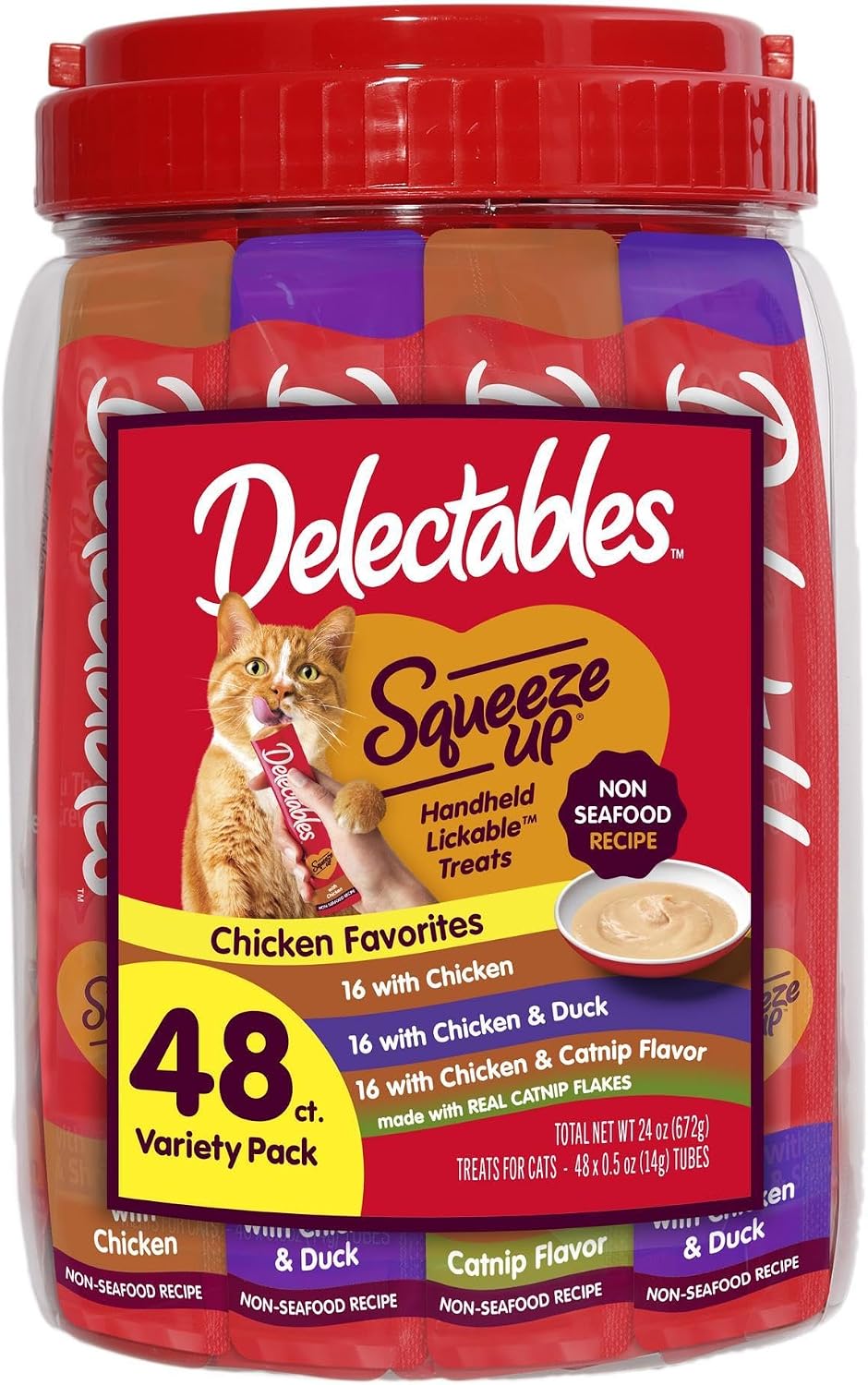 Delectables Squeeze Up Non-Seafood Variety Pack, Creamy Squeezable Puree, Lickable Wet Cat Treats, Grain Free, No Added Fillers, No By-Products, No Added Preservatives, 0.5 Ounces Tube, 54 Tubes Total - Image 9