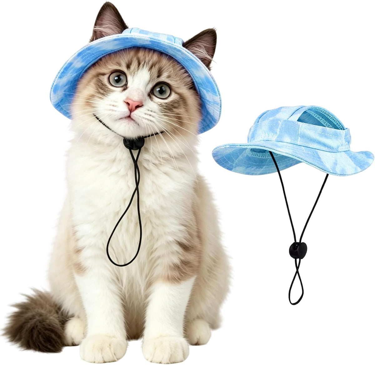 Cat Hats for Cats Only, Cat Sun Hat Sphynx Hat with Ear Hole Kitten Headwear Sun Sombrero Caps Summer Cat Cowboy Hats, Pet Chihuahua Sunscreen Baseball Outdoor Climbing Cap - Image 10