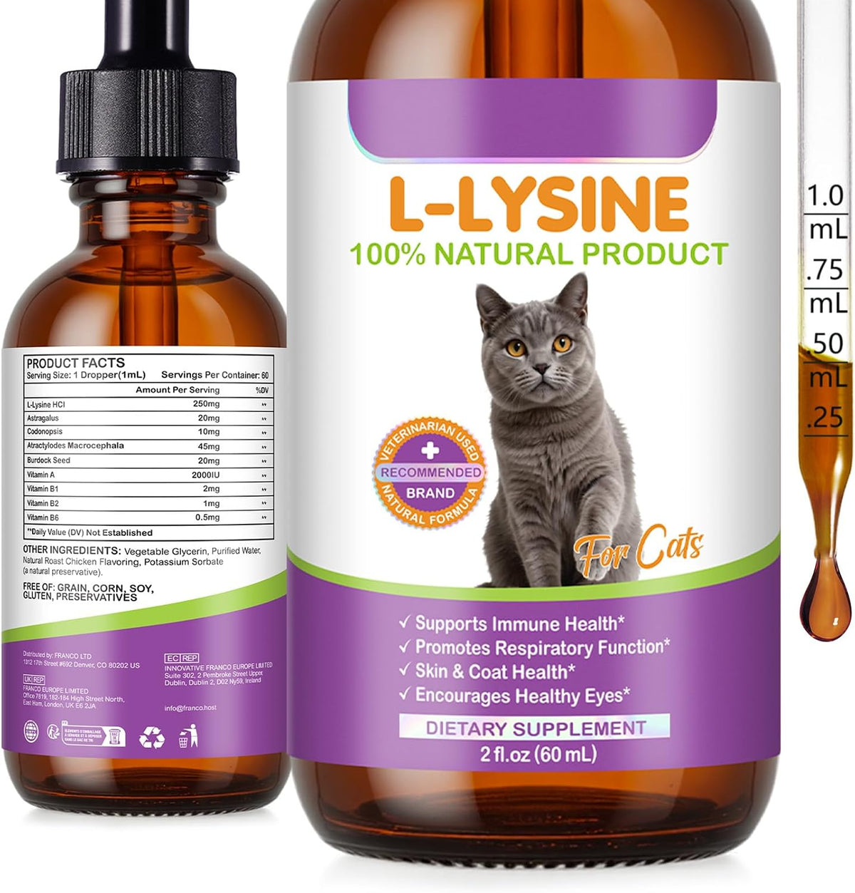 Bnhulmxw L-Lysine drops for eye and nose health