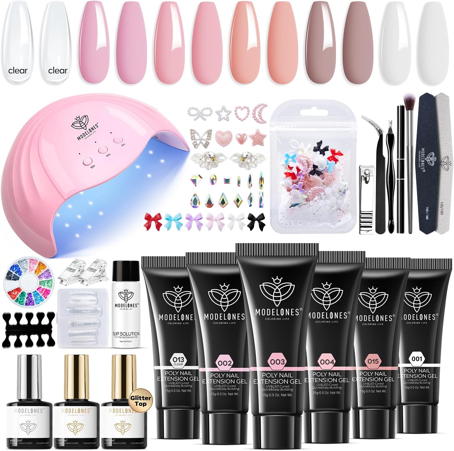 Modelones Poly Nail Gel Kit with 48W lamp box view