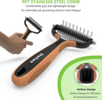 Staltwo dog grooming brush ergonomic orange handle view