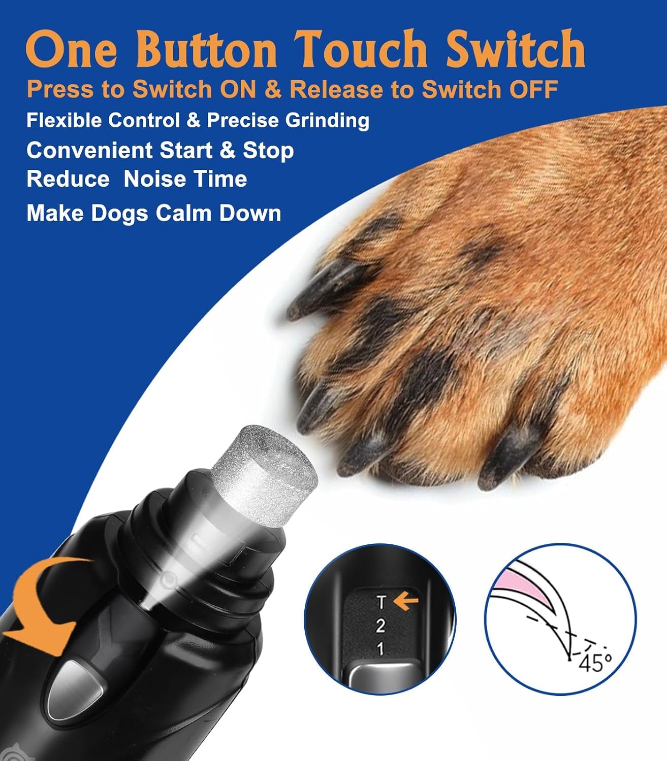 Petsaunter electric pet nail trimmer with three interchangeable ports