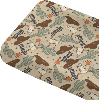 Tewrnvioc Western Cowboy Howdy changing pad cover front view