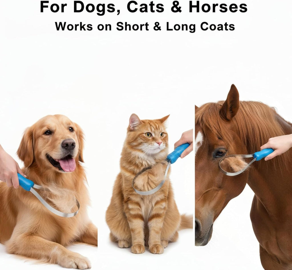 Audoloku dual sided pet blade being used on a long haired breed coat