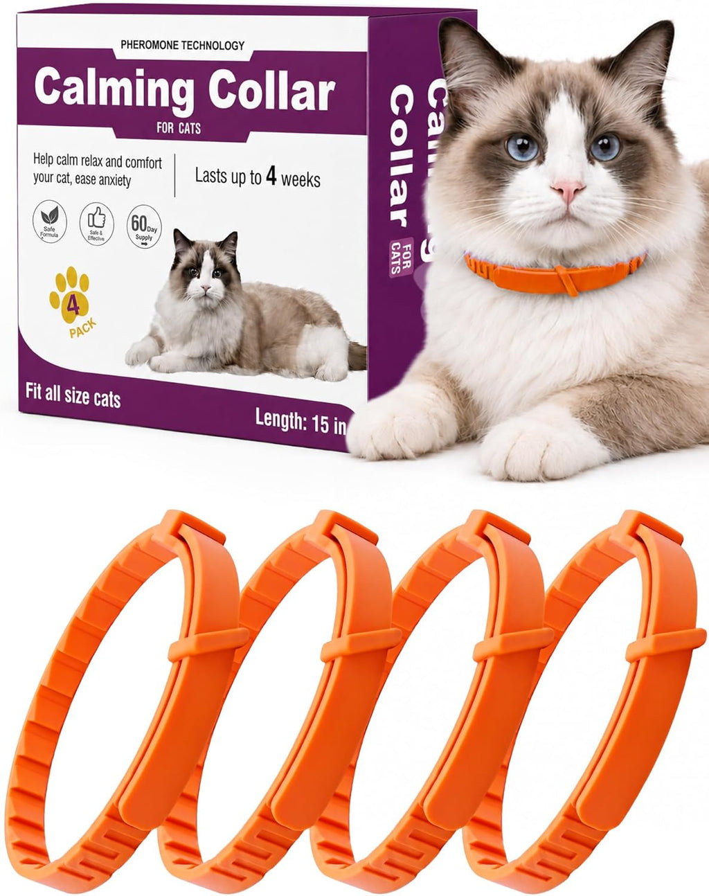Calming Collar for Dogs 4 Pack, Waterproof Dog Calming Collar for Anxiety and Stress Relief, Long-Lasting 60-Day Pheromone Collars for Dog, Adjustable for Medium Big Dogs (Purple, Large) - Image 14