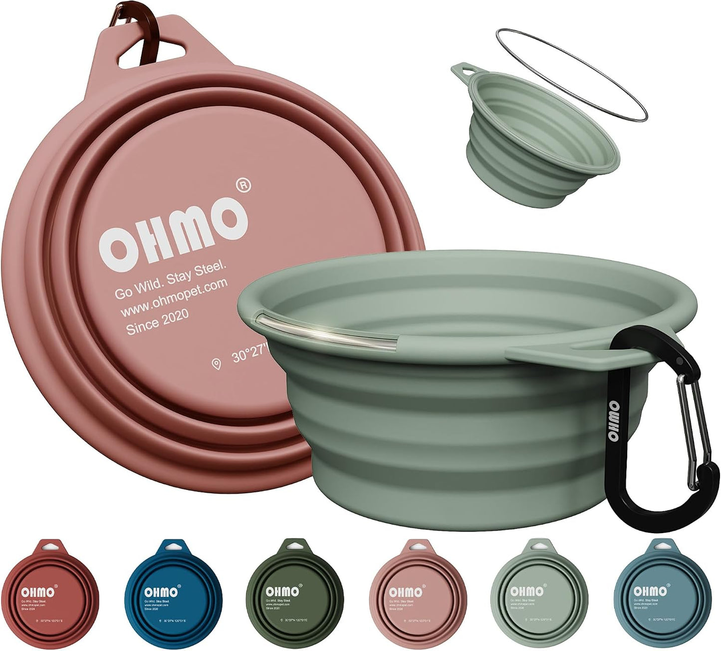 OHMO Collapsible Dog Bowl (2 Pack, Camo & Light Green 12oz/400ml) Premium Silicone Pet Water Bowls for Cats & Dogs, Portable Foldable Dog Travel Bowls for Outdoor Camping Hiking - Image 10