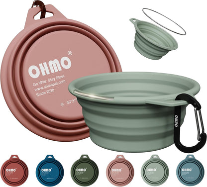 OHMO Collapsible Dog Bowl (2 Pack, Camo & Light Green 12oz/400ml) Premium Silicone Pet Water Bowls for Cats & Dogs, Portable Foldable Dog Travel Bowls for Outdoor Camping Hiking - Image 10