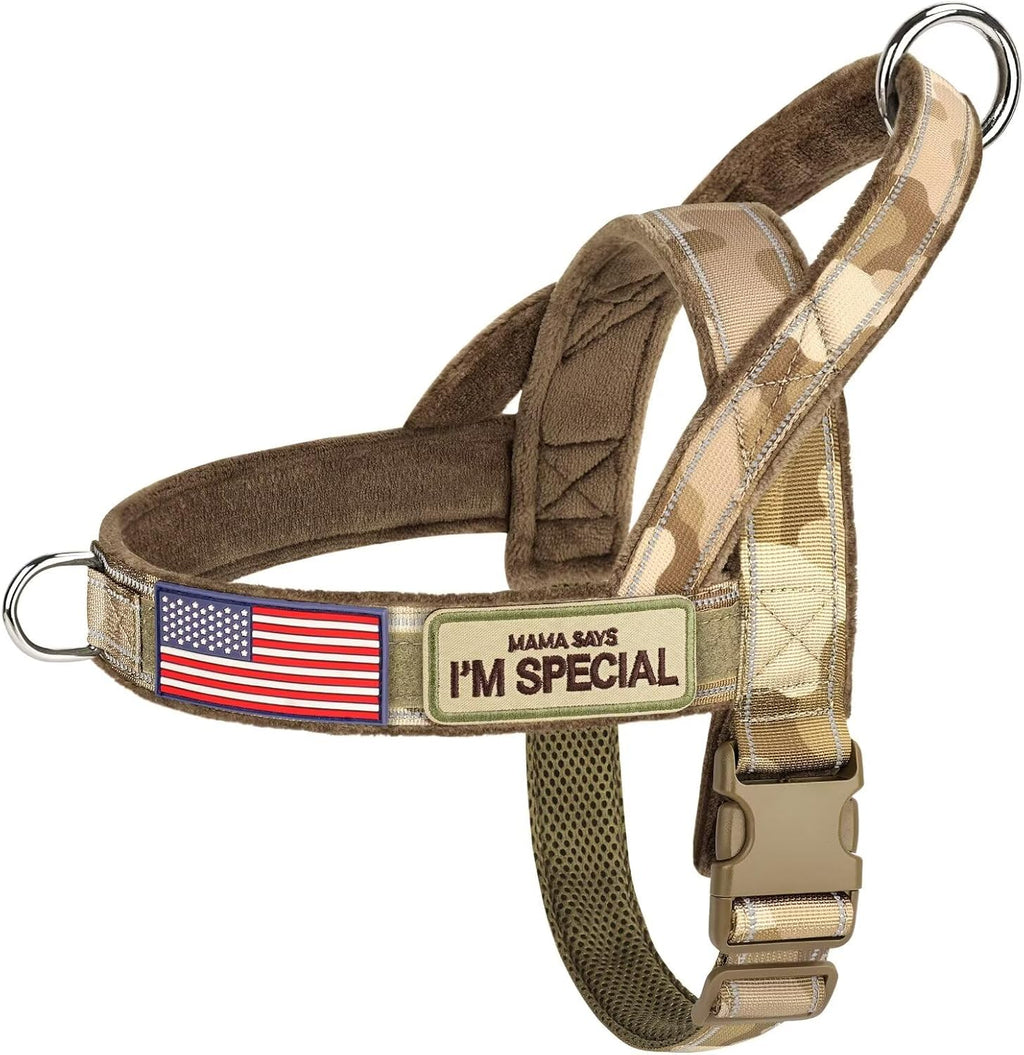 Forestpaw No Pull Dog Harness with Large Handle,Slip on Reflective Vest with Quick Release Buckle,Comfortable Flannel Lining for Medium Large Dogs Walking Training (Includes 3 Patches),Brown L - Image 9