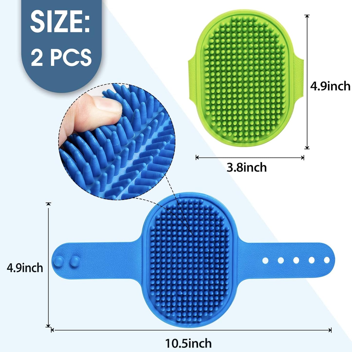 Lilpep rubber grooming comb with adjustable ring handle blue and green