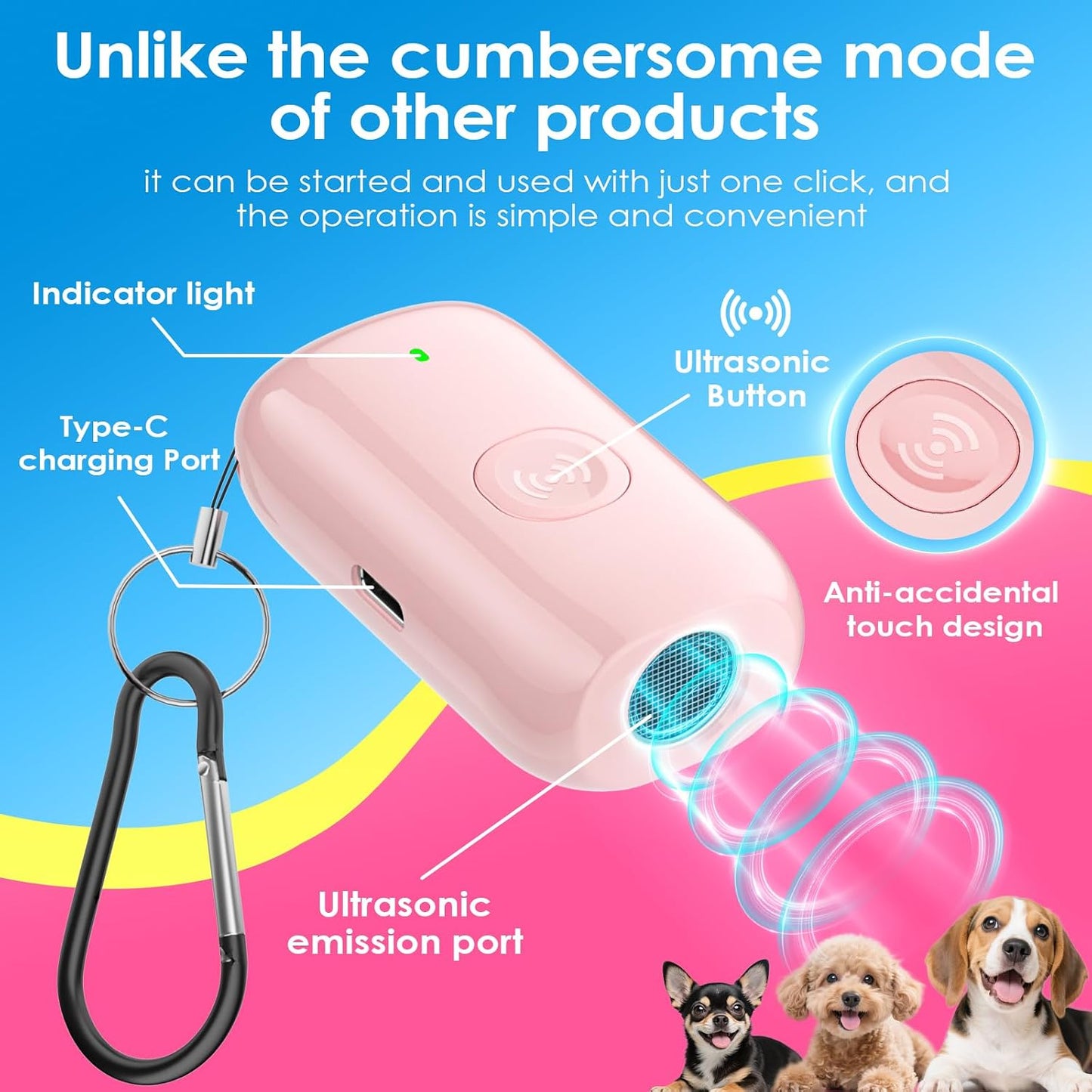 Nicuzm dog barking stopper with wrist strap and carabiner