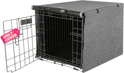 Seiyierr dog crate cover 24 inch grey front view on wire cage