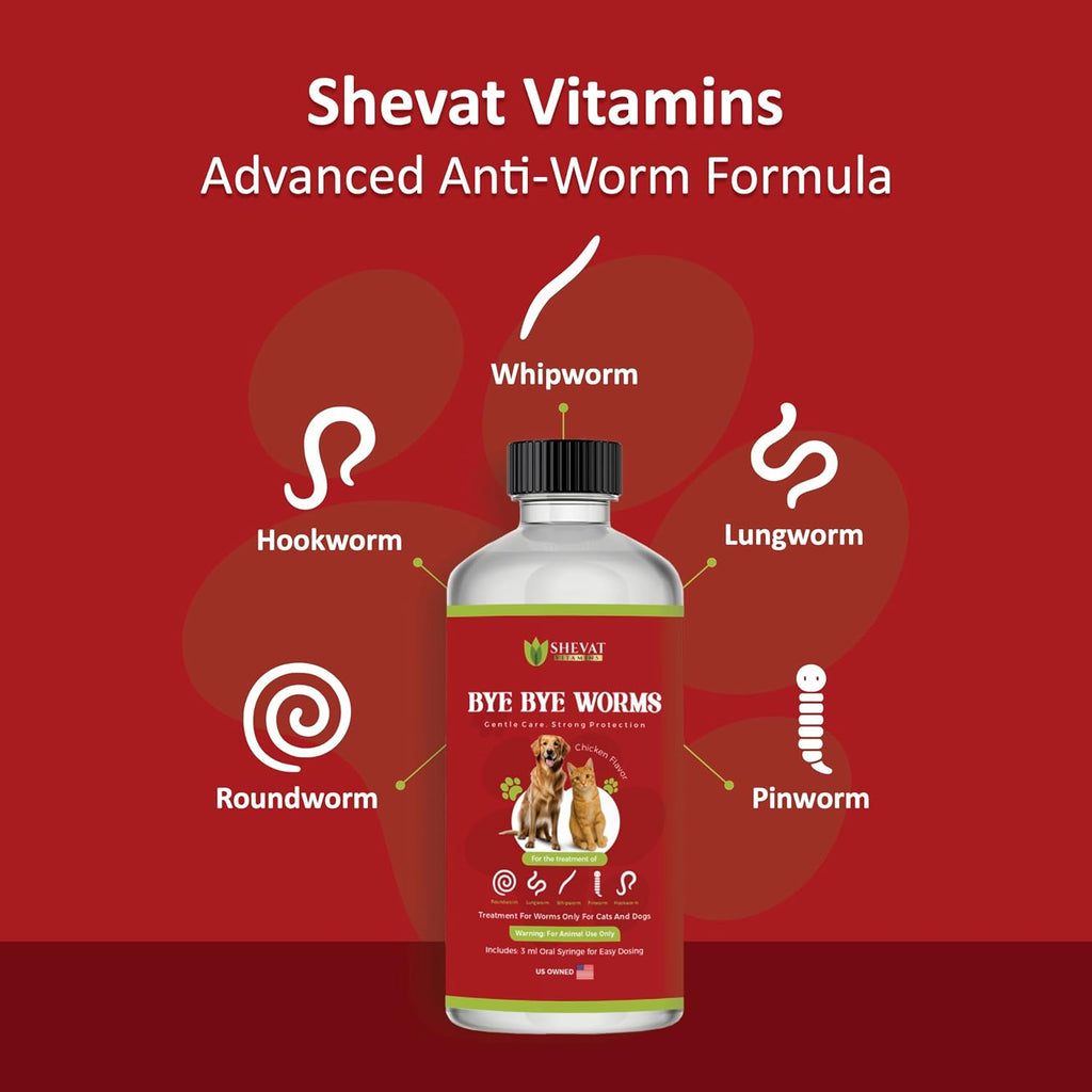 Liquid dewormer for cats and dogs chicken flavor pet supplement bottle