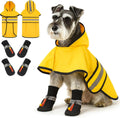 Sunnymove dog raincoat and shoes set front view on a small dog.