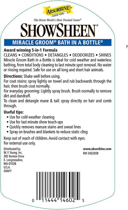 Authentic USA imported waterless pet shampoo bottle back label