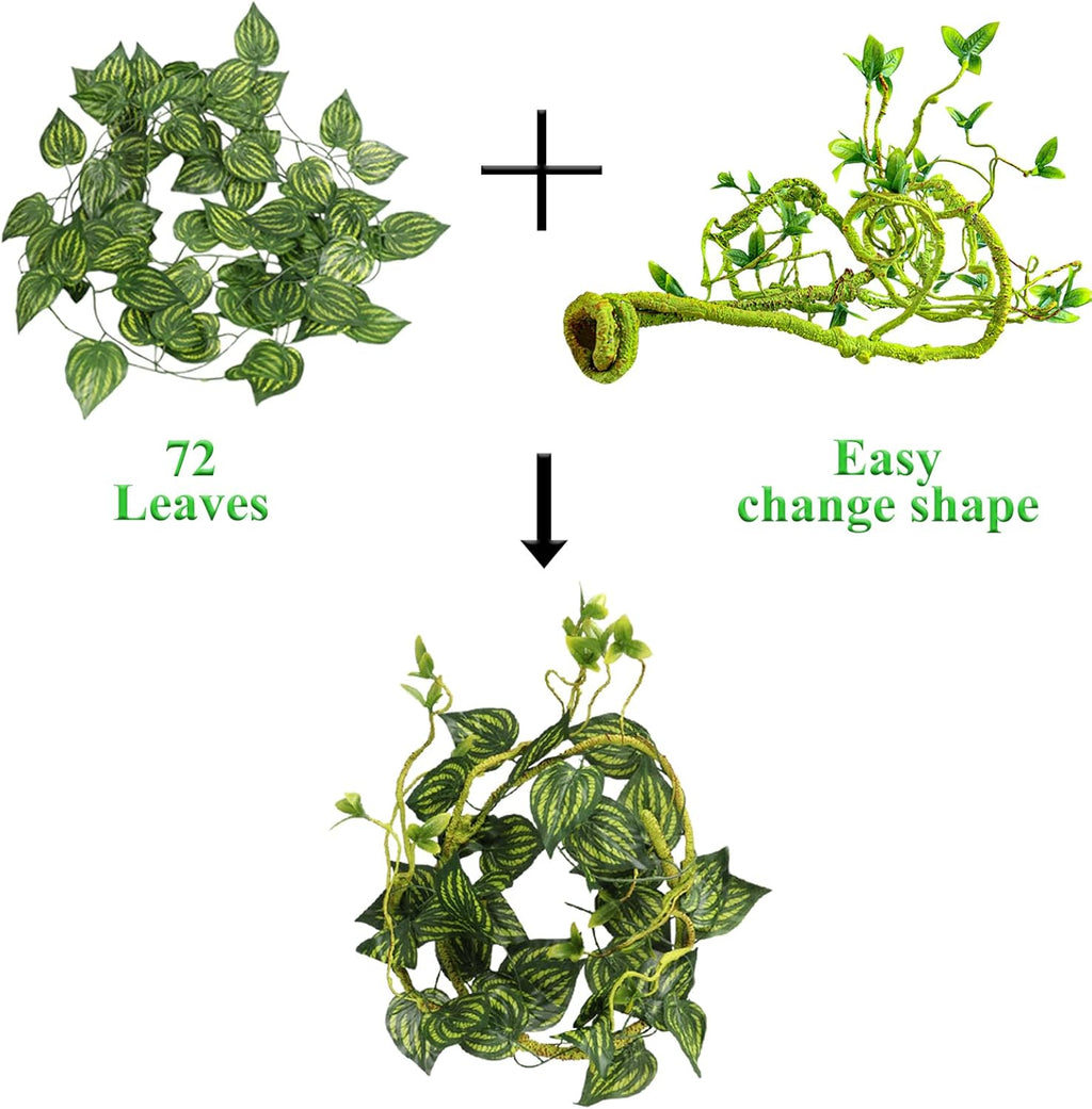Artificial reptile leaves and foliage close up detail