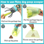 Fhiny pet waste picker with integrated bag dispenser showcasing how a bag is pulled out.