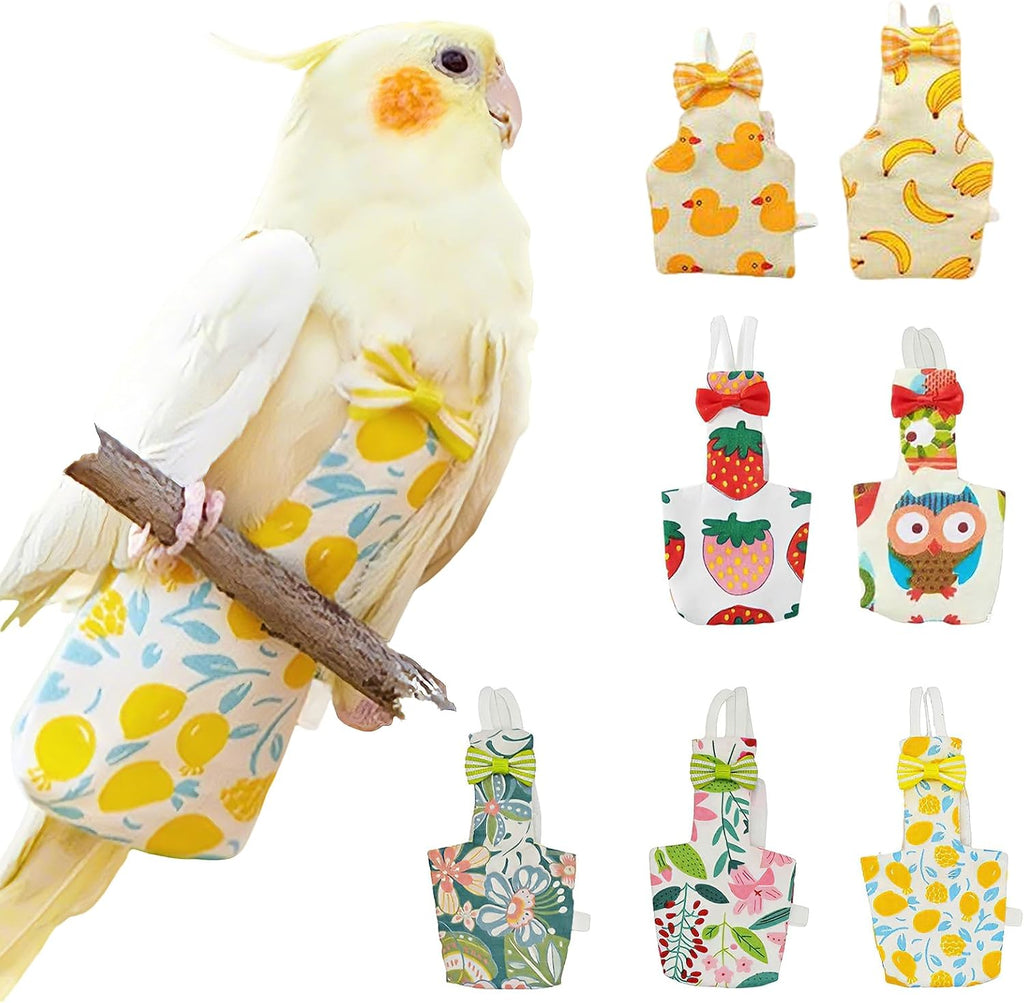 QBLEEV bird diaper front view showing cute lemon pattern and bow
