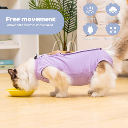 Avont cat surgery onesie side view showing fit