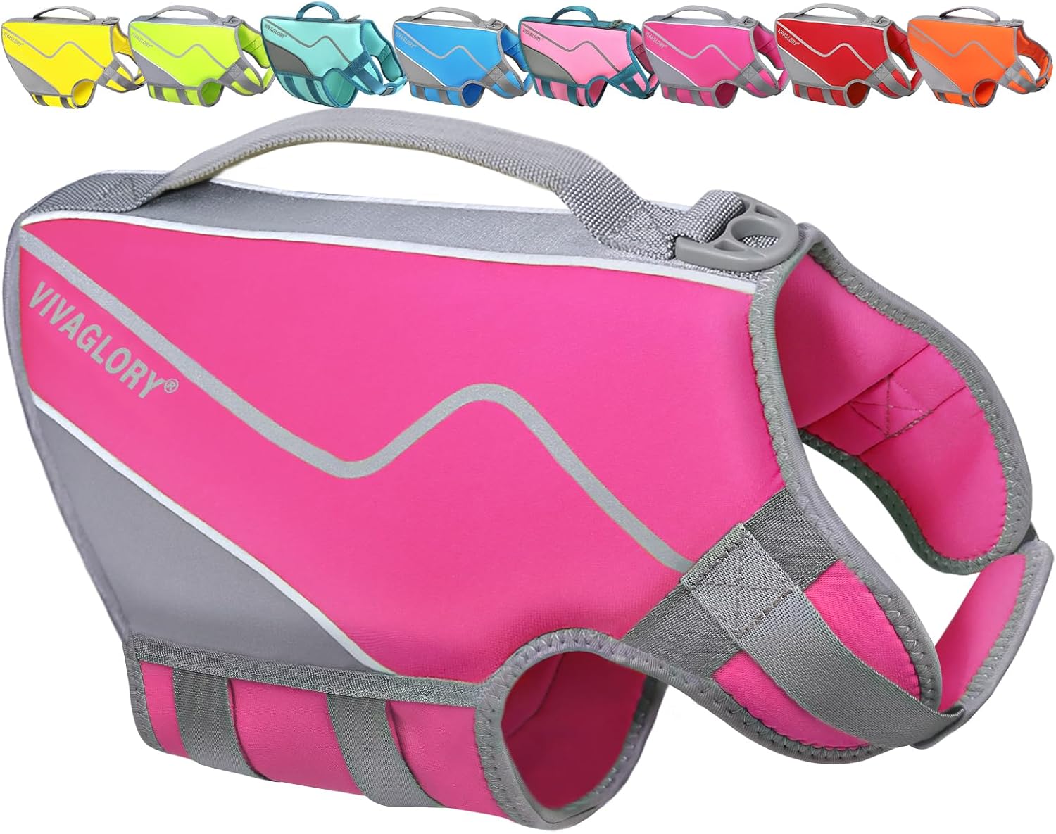 Vivaglory neoprene dog life vest front view pink extra small flotation jacket