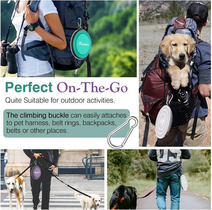 Pawaboo silicone dog feeding bowls folded flat for compact travel storage