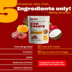 Oh Norman dog treats packaging details and beef illustration