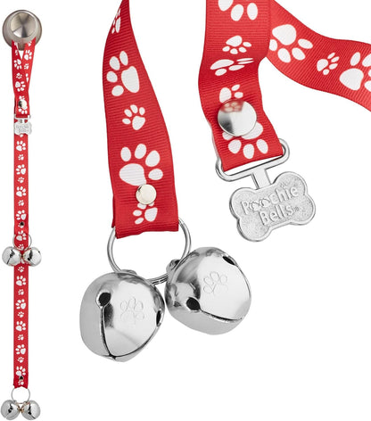 Close up of lead-free steel dog training bells