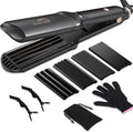 Sixriver ceramic waver hair tool front view showing the black multi-plate styling iron