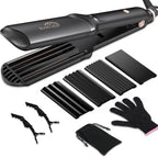Sixriver ceramic waver hair tool front view showing the black multi-plate styling iron