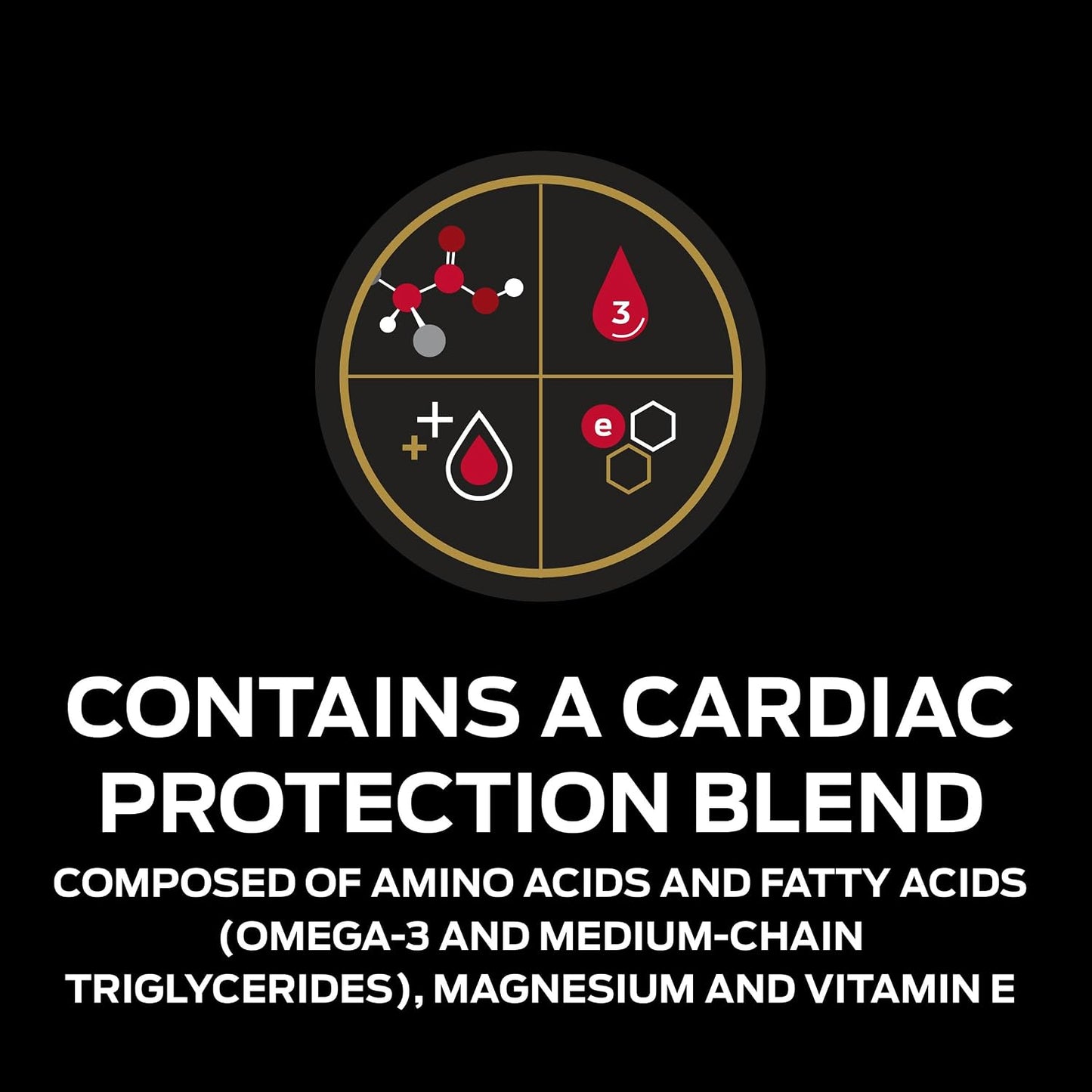 Close up of the nutritional information panel on Purina CardioCare canine formula