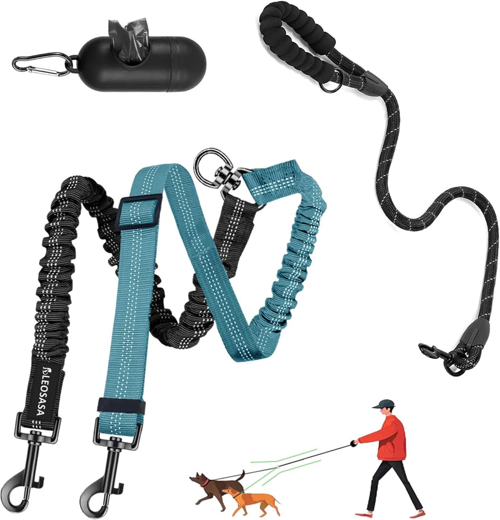 Double Dog Leash - 360 degreesSwivel Tangle Free Splitter Attachment, 2 Dogs Multi-Functional Leashes, Dual Rope for Outdoor Walk Train Small Medium Large Two Pet, Fuchsia - Image 10