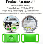 Pink FurSure non toxic tick protection tag attached to a dog collar outdoors