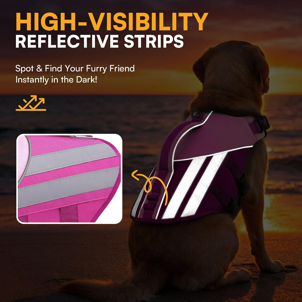 High visibility pink dog vest with quick release buckles