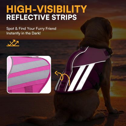 High visibility pink dog vest with quick release buckles