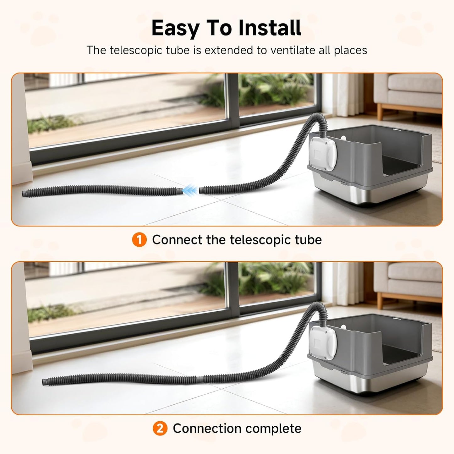 Durable PVC ducting for cat litter cabinet ventilation