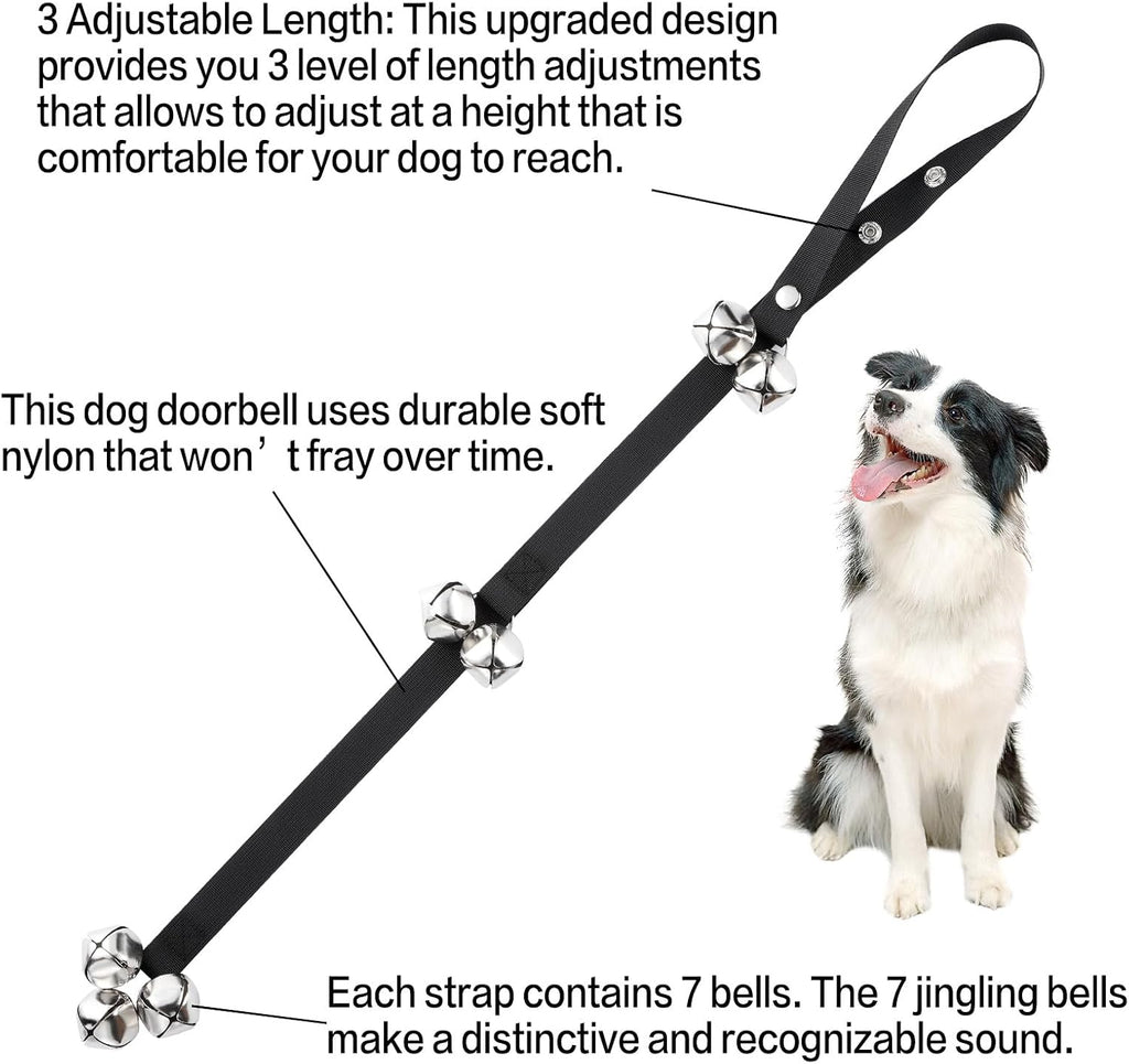 Dog potty training bells hanging on a door handle