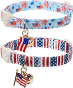 Soft cotton safety cat collar set with cute peach pendant on premium retail packaging.