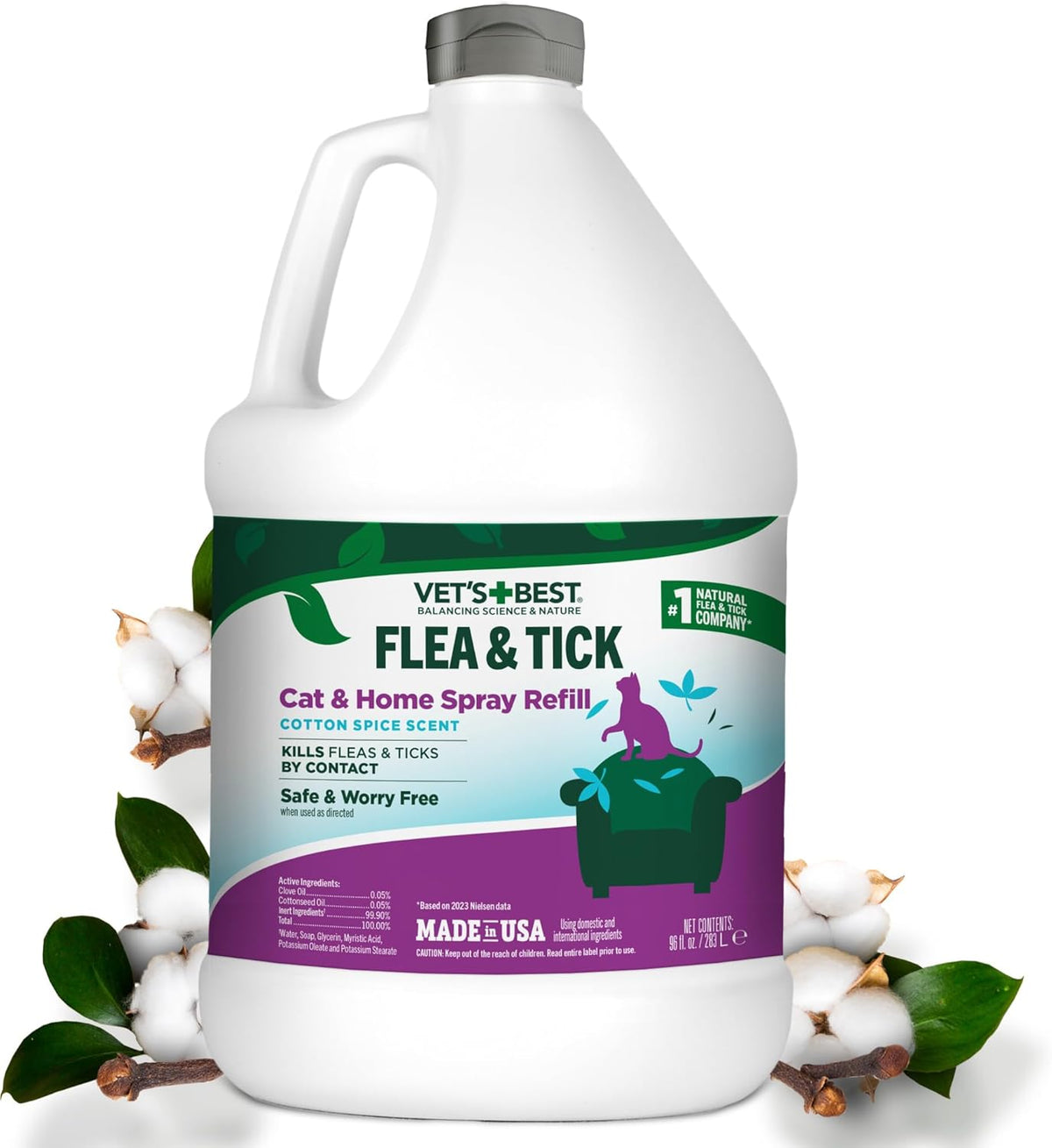 Vet's Best Natural Flea and Tick Home Spray for Cats - Natural Plant-Based Formula with Certified Essential Oils - Indoor Flea Treatment for Home Use - Safe and DEET-Free - 32 oz Bottle - Image 10
