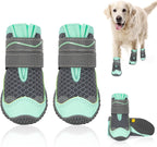 SlowTon green dog shoes front view showing rubber sole