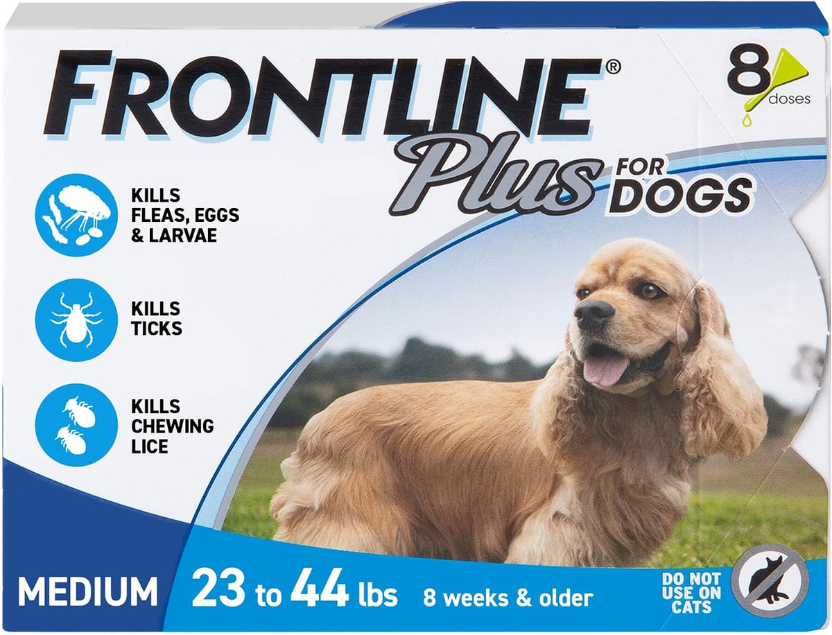 FRONTLINE Plus Flea & Tick Spot Treatment for Medium Breed Dogs 23-44 lbs. (Blue) Count of 3 - Image 9
