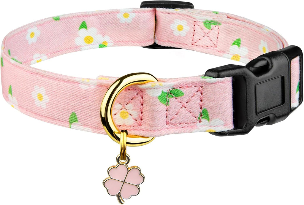 Cotton Handmade Dog Collar Cute and Distinctive Patterns White and Pink Love Heart with Pendant for Girl Boy Dogs Collars S - Image 15