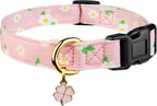 Cotton Handmade Dog Collar Cute and Distinctive Patterns White and Pink Love Heart with Pendant for Girl Boy Dogs Collars S - Image 15